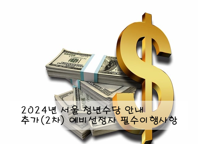 2024년 서울 청년수당 추가(2차) 예비선정자 필수이행사항 안내